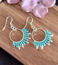 Cerise Pink or Ice Blue Beaded Hoop Fringe Earrings - Image 4