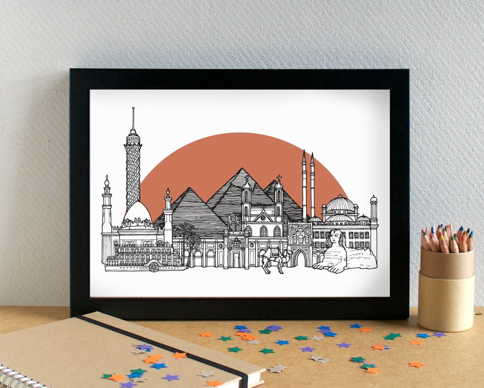 Cairo Skyline Art Print