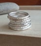 Silver stacking rings, Hammered silver rings, Minimalist jewellery - Image 6
