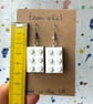 Upcycled White 2x3 Lego Earrings - Silver Plate Tarnished - Super Seconds - Image 7