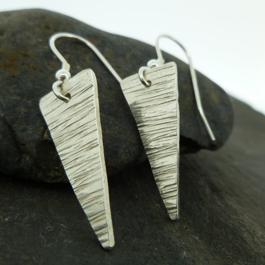 Sterling Silver Triangle Drop Earrings