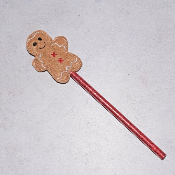 gingerbread man pencil topper complete with pencil