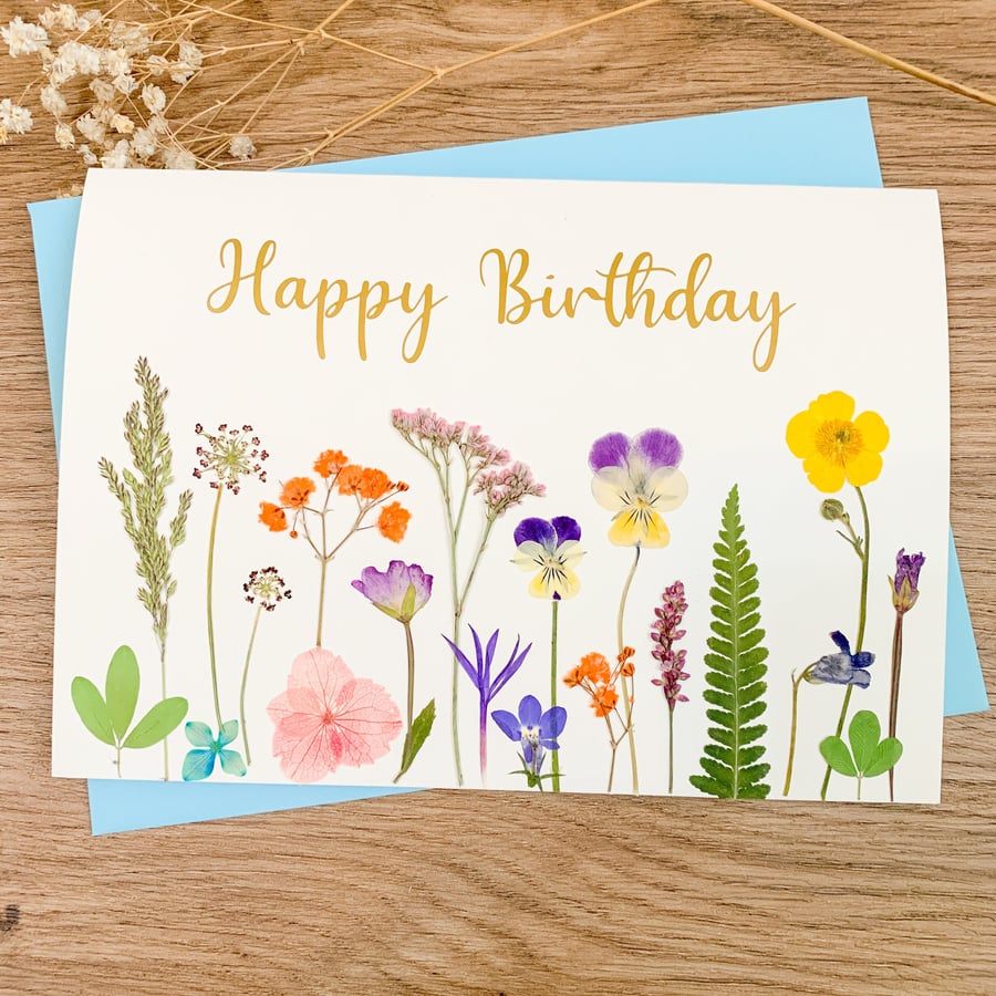 Real Pressed WildFlower Card Birthday card For Wife For Mum For Women For Granny