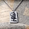 Alice in Wonderland Fairy Tale Flamingo Clay Silver Necklace