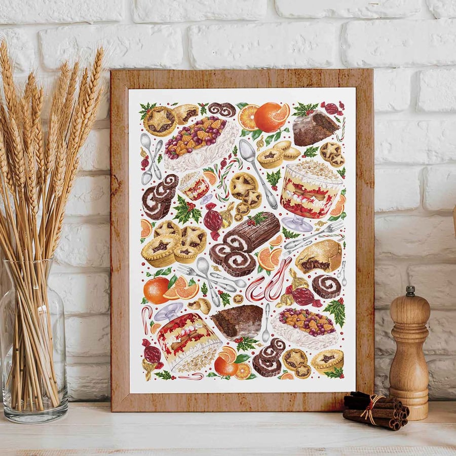 A4 Christmas Sweet Treats Art Print