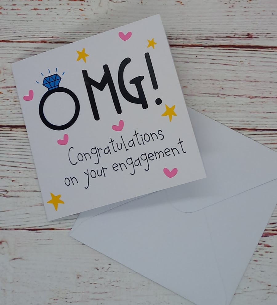 Congratulations Card, OMG you're Engaged?!, Funny Diamond Ring Engagement Card