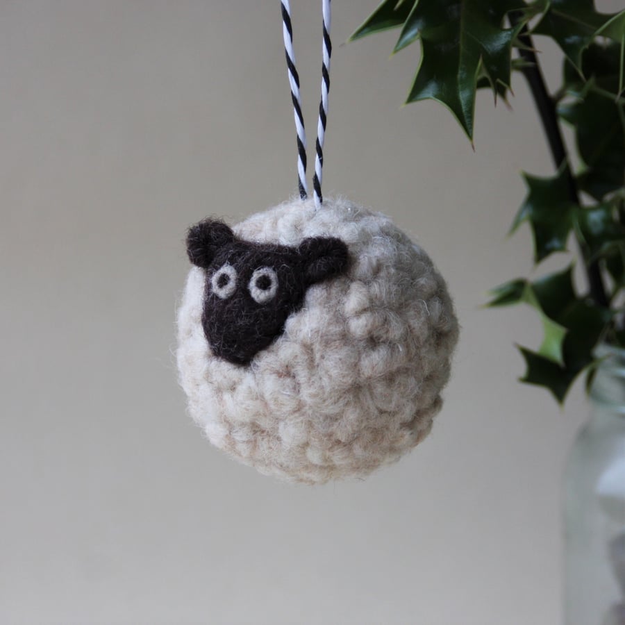  Large needle felted sheep bauble - READY TO SHIP