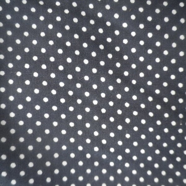 2m navy and white small polka dot on cotton cambric, crisp handle,