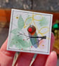 Handmade Sea Glass Robin - Original Watercolour Mini Canvas Fridge Magnet - Image 4