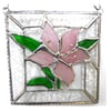 Lily Stained Glass Suncatcher Pink Framed 020