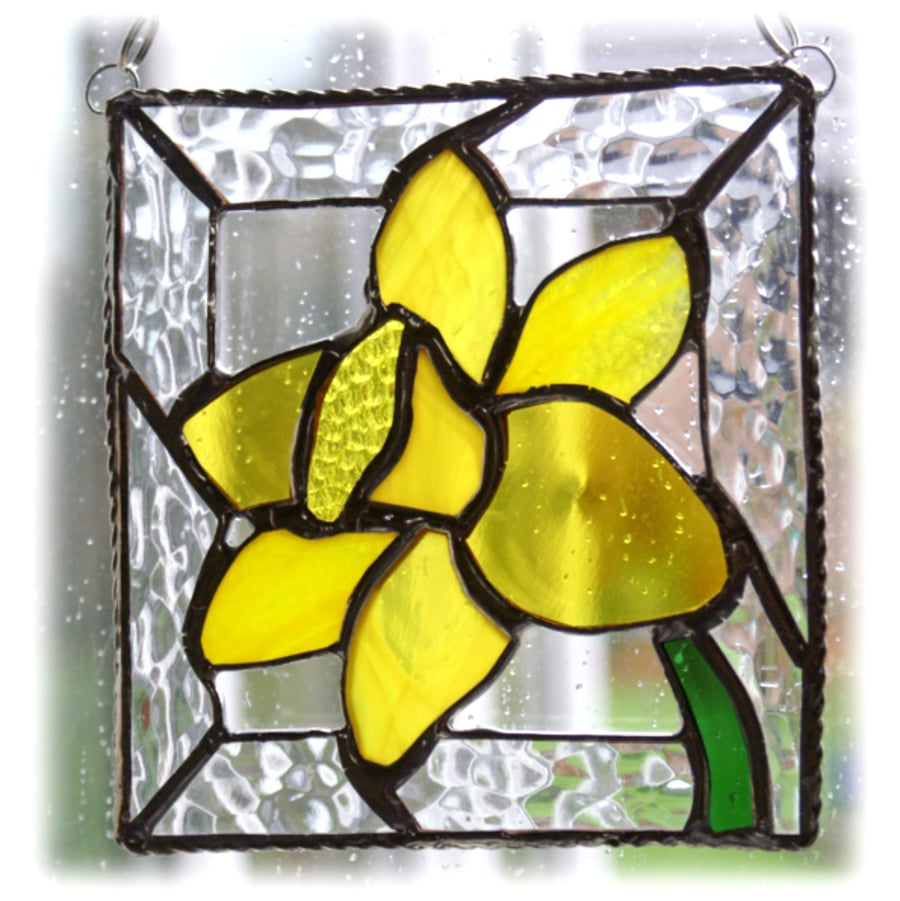 Daffodil Stained Glass framed suncatcher 