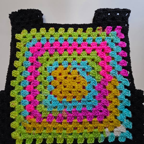 Retro crochet multi coloured vest top