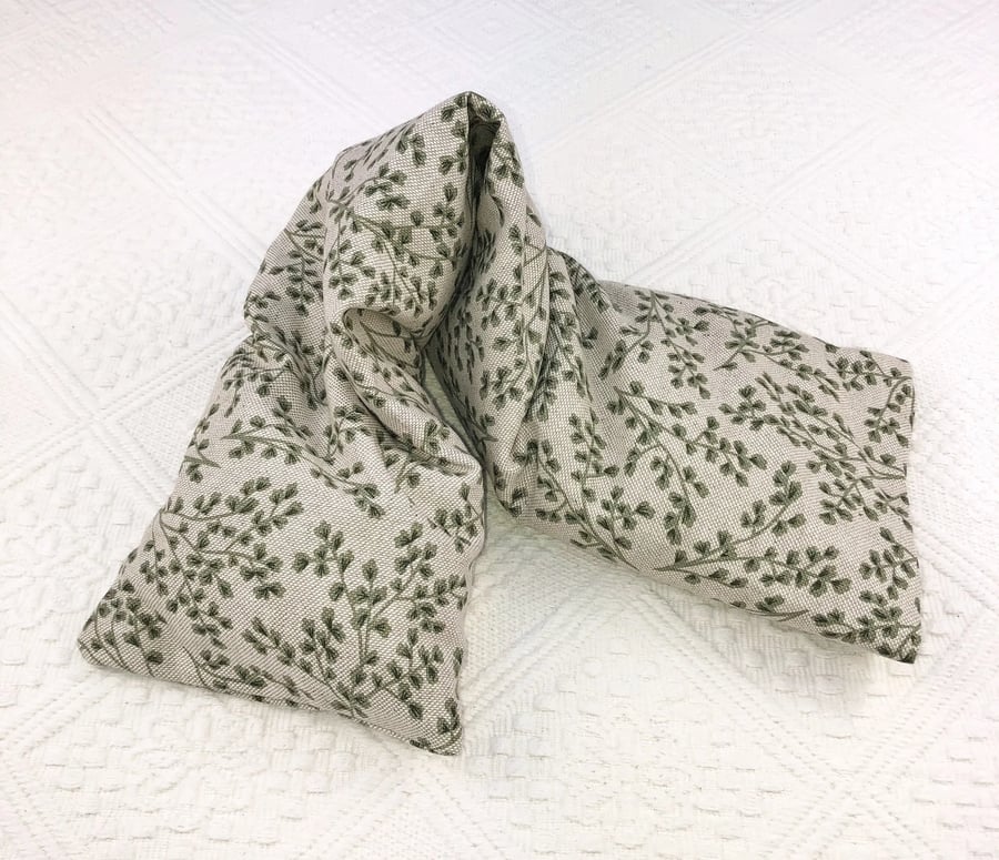 Wheat Bag 50cm Green Leaves Linen fabric microwaveable