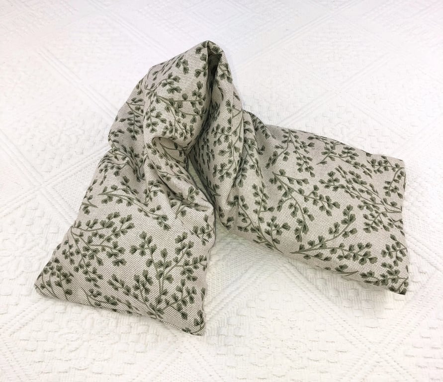 Wheat Bag 50cm Green Leaves Linen fabric microwaveable