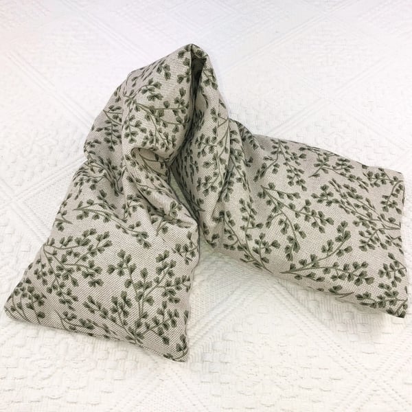 Wheat Bag 50cm Green Leaves Linen fabric microwaveable