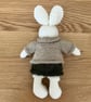 Small Hand Knitted Rabbit in Dress and Cardigan - Image 4