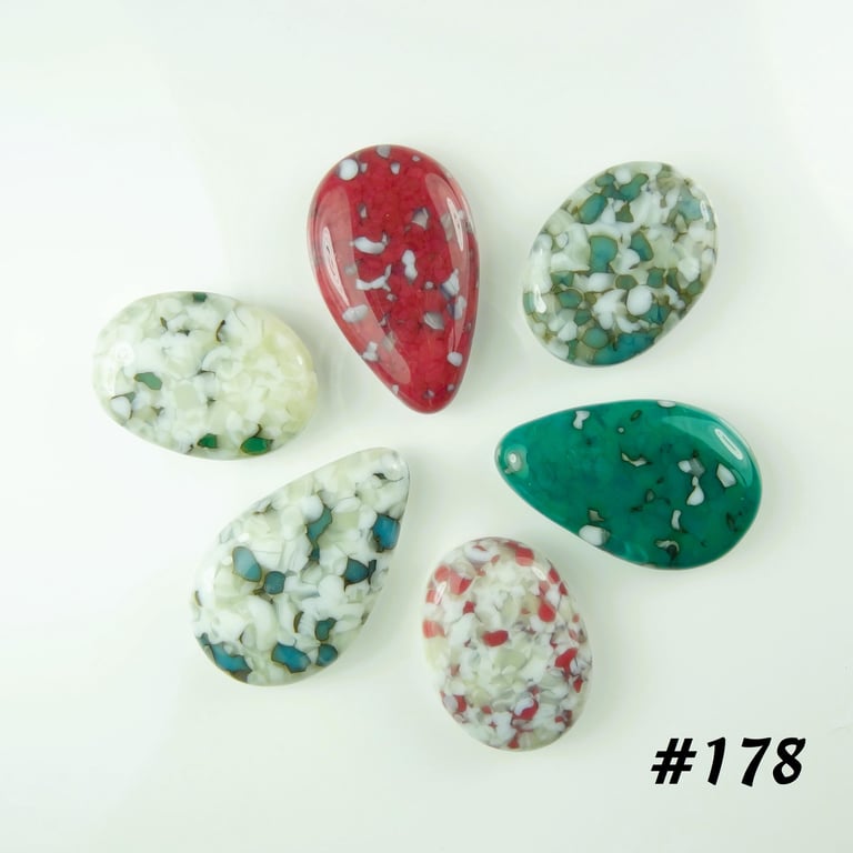 6 art glass cabochons for jewellery making wire wrapping art mosaics (178)