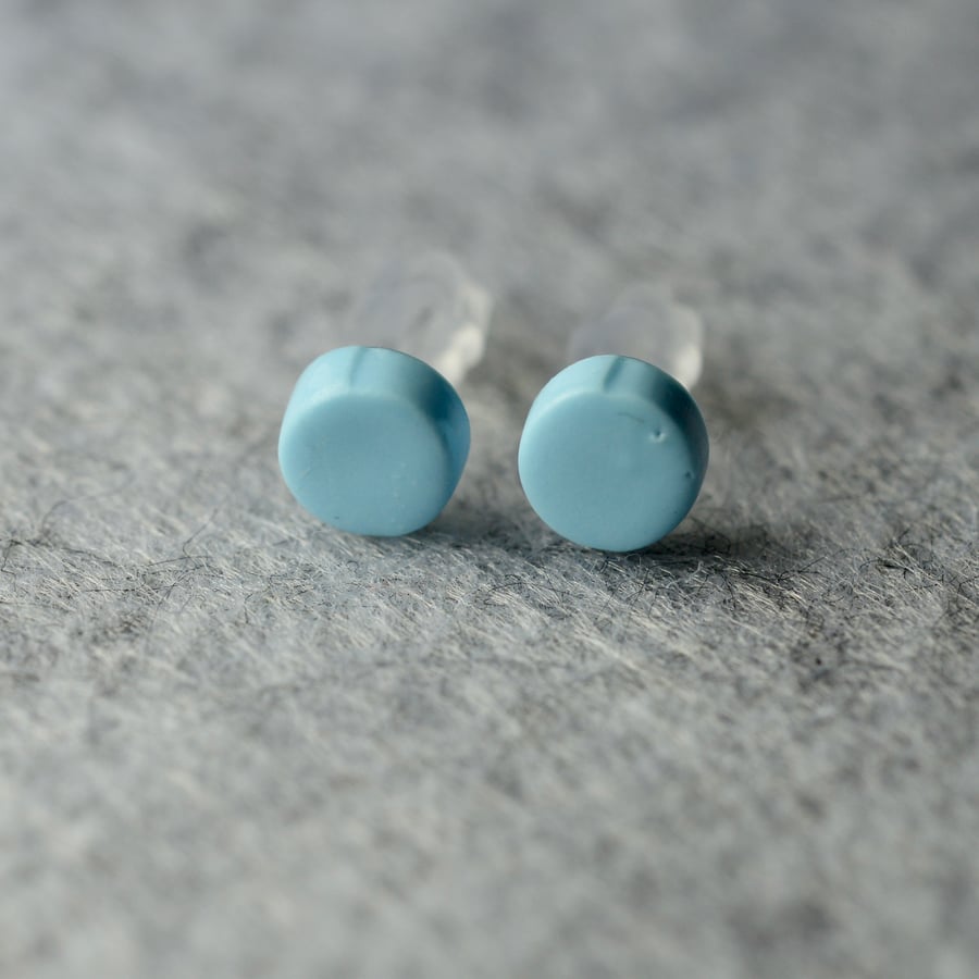 Pastel Blue Polymer Clay Earrings 