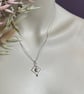 Silver Square & Pearl Pendant on 18" Diamond Cut Ball Chain - Handmade - Image 2
