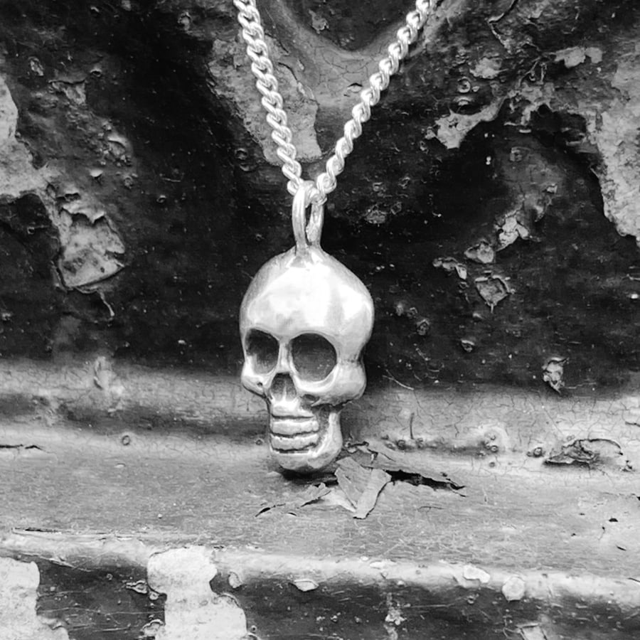 NOGGIN SKULL Recycled Sterling Silver Skull Pendant