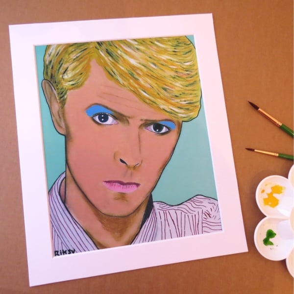 DAVID BOWIE - ORIGINAL ART PRINT WITH MOUNT