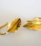 18ct Gold Earrings: Handmade Folded Leaf with Hallmark
