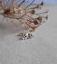 Teeny Tiny Silver Bee and Flower Mismatched Stud Earrings - Oxidised Silver - Image 1