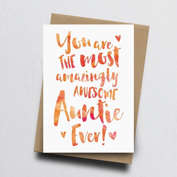 The Most Amazingly Awesome Auntie Greeting Card - Aunty, Aunt, Birthday