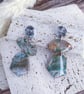 Marbled Polymer Clay Statement Earrings: Handmade Organic Design - Image 6