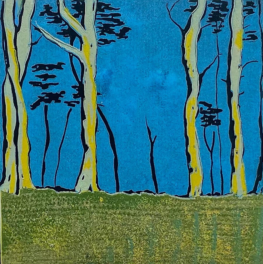 Linocut Print - Tree line print -  Mini Print 