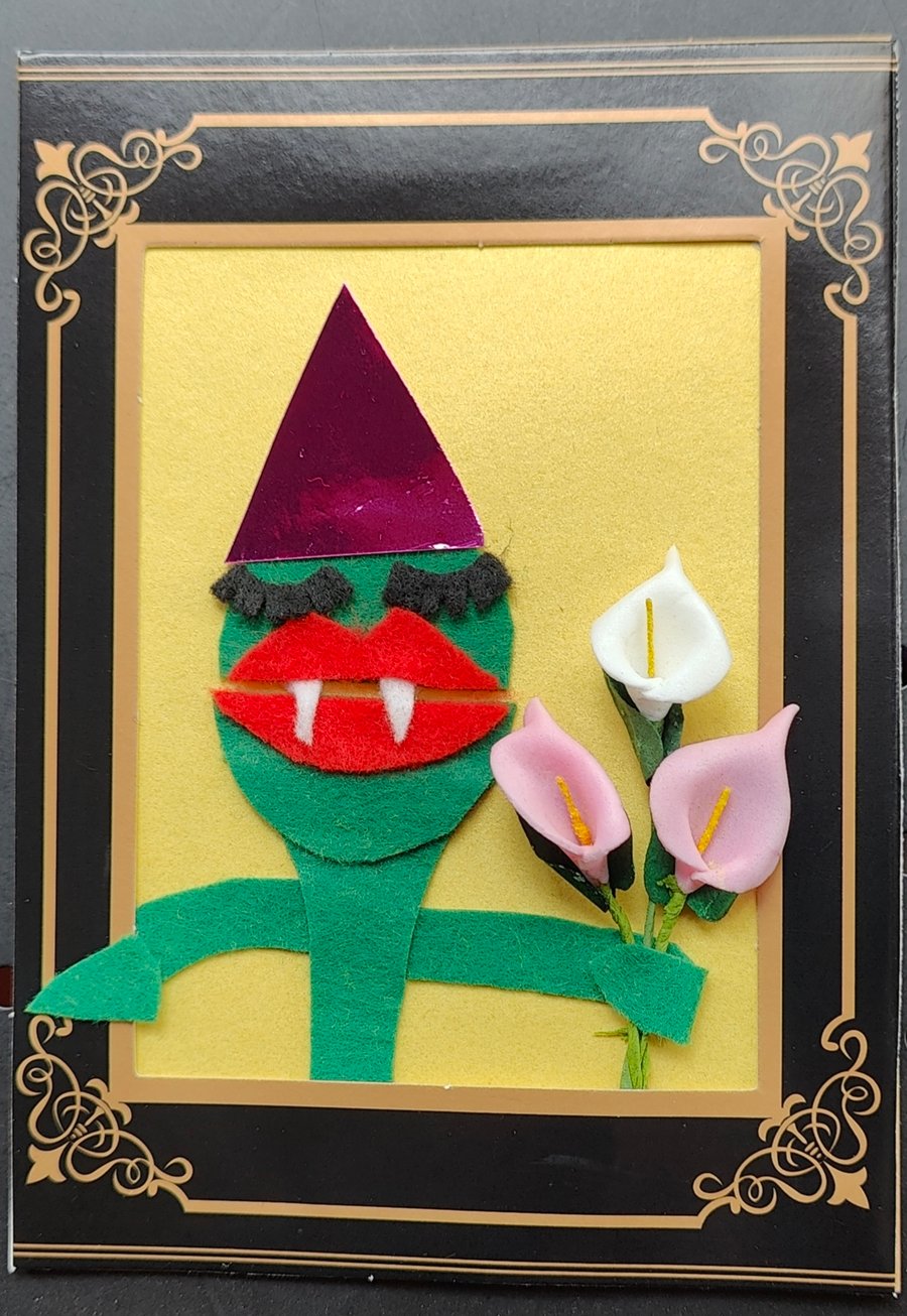 Handmade Carnivorous plant birthday card 