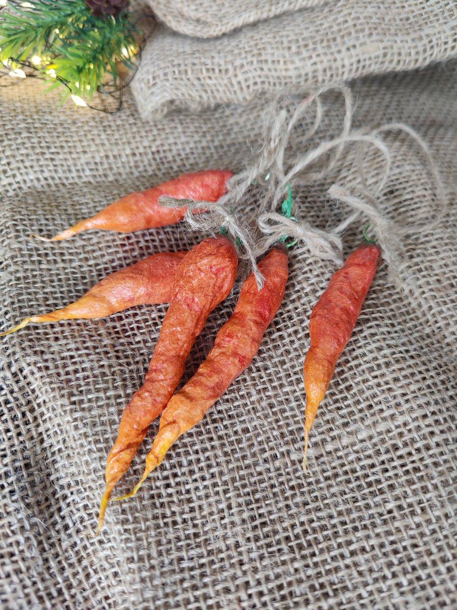 Traditional Christmas Carrots Ornaments, Rustic Christmas Tree Decoration