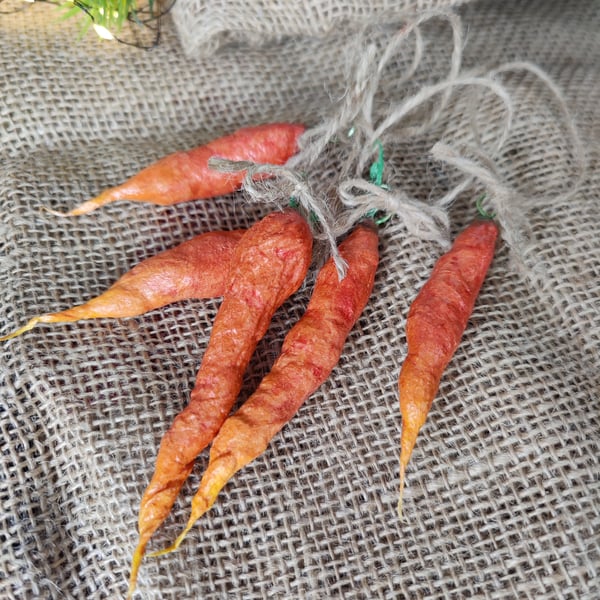 Traditional Christmas Carrots Ornaments, Rustic Christmas Tree Decoration