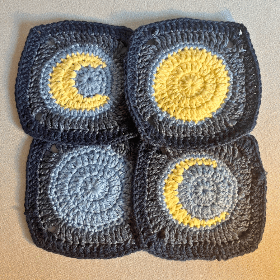 Handmade Crochet Moon Phase Coaster Set