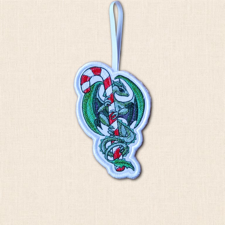 Candy Cane Dragon Christmas Tree Decoration - Festive Ornament