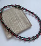 Fuchsia Pink and Green Two-Tone Crackle Bead Single Strand Necklace - Image 5