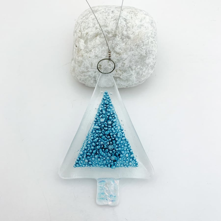 Seconds Sale - Fused Glass Bubbly Christmas Tree Hanging