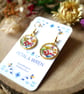 Real Flower Dangle Earrings - Multicoloured Pressed Flowers - Image 5