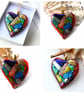 Patchwork Heart Dichroic Fused Glass Pendant Colour Choice Valentine - Image 6