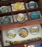 Yellow textile and papercrete Mixed Media Round 50mm Brooches