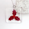 Fused Glass Copper Holly Hanging