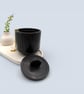 Satin Black Round Jewellery Box with Lid Modern Geometric Trinket Pot - Image 5