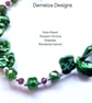 Keshi Pearl, Russian Diopside, Rare Rhodalite Garnet Sterling Silver Necklace  - Image 5