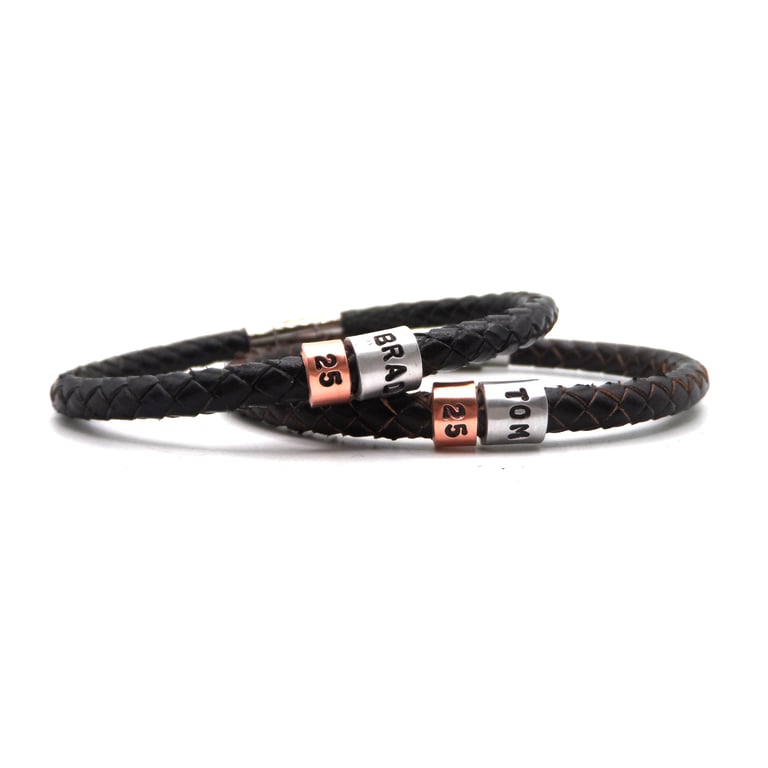 25th Birthday Gift - Personalised Leather Bracelet - Son Brother Grandson Nephew