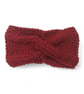 Red knitted headband wool alpaca silk - Image 2