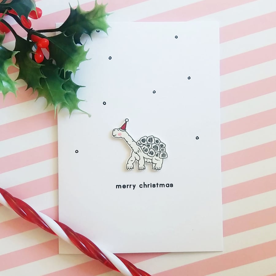 george the tortoise - handmade christmas card