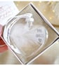My Angel Memorial Feather Bauble, Heart Glass Christmas Ornament, In Loving Memo - Image 2