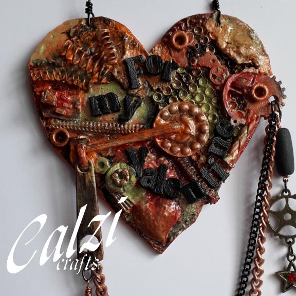 Mixed Media Valentine Heart (Copper)