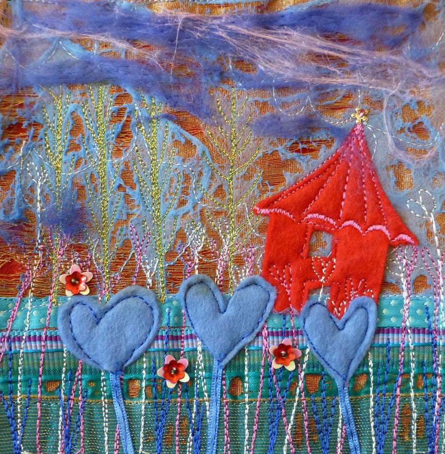 Love in Blue : Framed Embroidery
