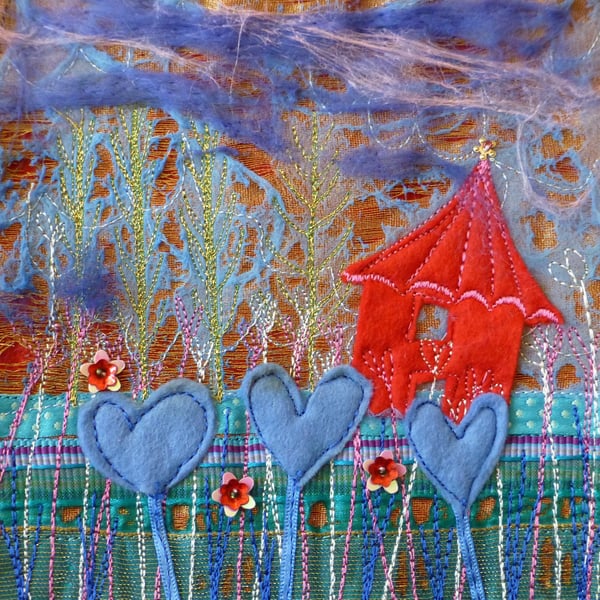 Love in Blue : Framed Embroidery